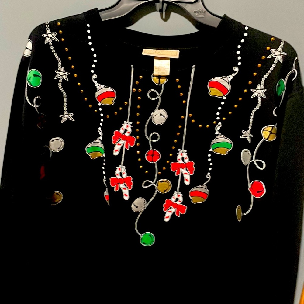 M & C Sportsware  XL , 60% Cotton/ 40% Polyester,  Black Christmas Sweater